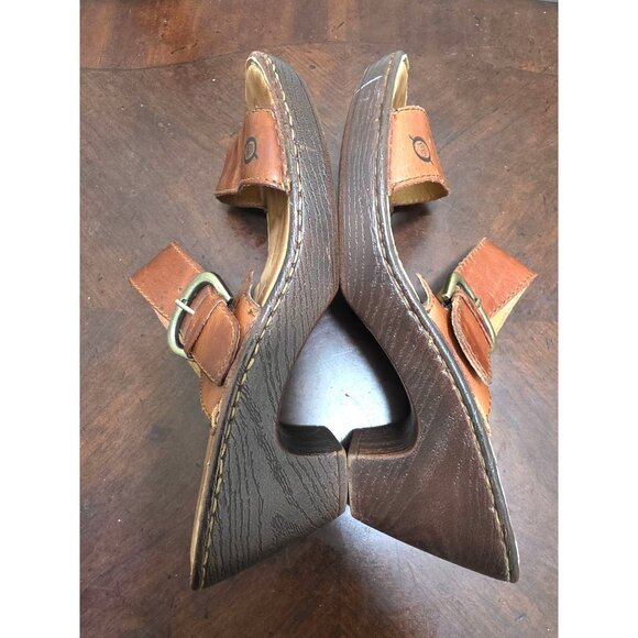 Born Women's Brown Leather Slide Y2k Sandals Adjustable Buckle Strap Size 11 - Picture 7 of 11